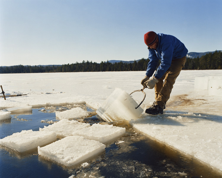 Yule Pulling Ice, Whipple Pond, Maine