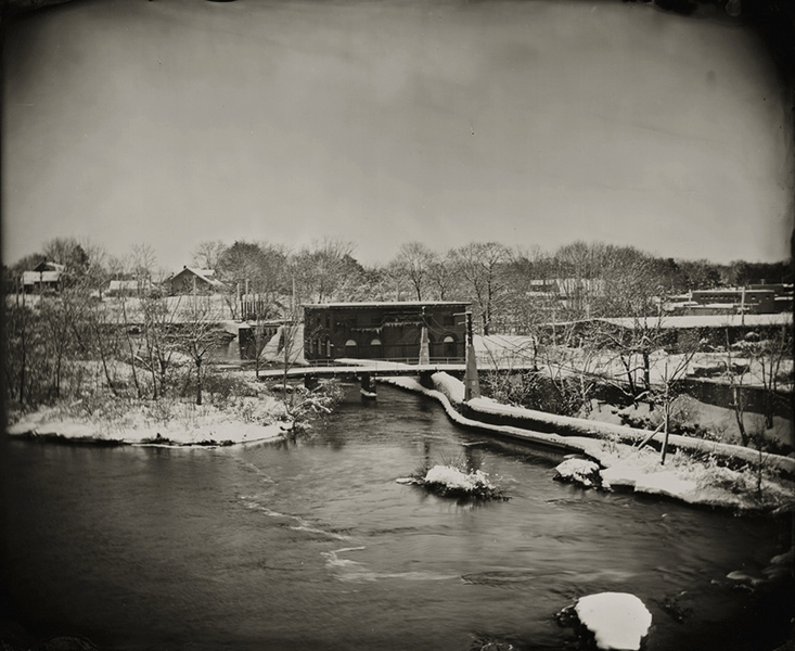 River and Dam, Maine, 2009, 8x10" tintype