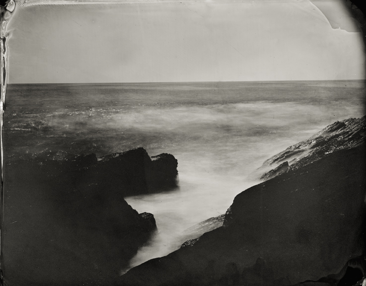 "Winslow Homer's Ocean View: Wave on Dark Rocks." 8x10" tintype. 2012.