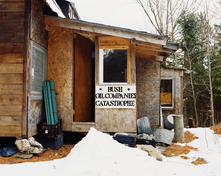 Bush Oil Sign on Outhouse, Guilford, Maine